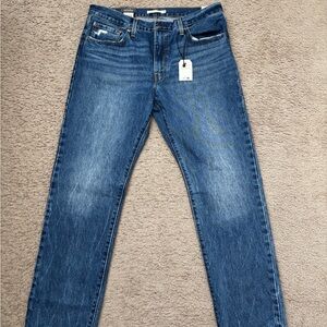 Levi’s midi straight dark wash denim jeans